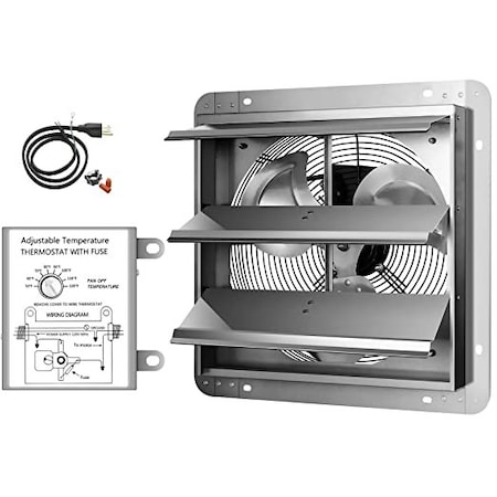 Ipower 14 Inch Shutter Exhaust Fan with Thermostat HIFANXEXHAUST14THEMOT